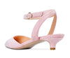 Women Kitten Low Heel Close Pointed Toe Pumps Ankle Strap Slingback Buckle Sandals Wedding Office Cute Classic Shoes Pink Suede