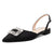 TNYNFBEB Women Chunky Block Low Heel Pointed Toe Flats Shoes Slingback Buckle Rhinestone Crystal Party Cute 0.6 Inches Heels Black