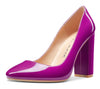 CASTAMERE Womens High Heels Round Toe Pumps Slip-on 10CM Chunky Block Heel Office