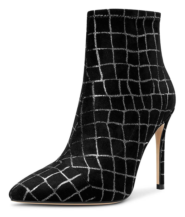 CASTAMERE Women's High Heel Ankle Boots Slip-on Pointed Toe Stretch Boot Stilettos Basic Classic Boots 10CM Heels