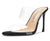CASTAMERE Womens High Heels Slip On Sandals Clear Transparent Open Toe 10CM Stilettos Sandal