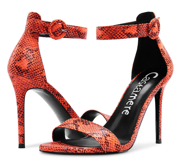 CASTAMERE Womens High Heels Sandals Buckle Ankle Strap Open Toe Basic 10CM Stilettos Sandal