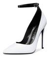 CASTAMERE Womens Sexy Ankle Strap High Heels Pumps Elegant Pointy Toe Stilettos 12CM Heel Shoes