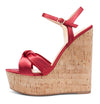 CASTAMERE Women's Sky High Wedge Heel Sandals Ankle-Strap Open-Toe High Heels Sandal Bowknot Party Dress 6Inch Heel Shoes