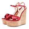 CASTAMERE Women's Sky High Wedge Heel Sandals Ankle-Strap Open-Toe High Heels Sandal Bowknot Party Dress 6Inch Heel Shoes