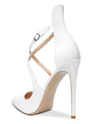 DearOnly Women's High Heels Cross Ankle Strap Pumps Pointed Toe 4.7" Inch Patent Heel Buckle