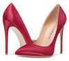 CASTAMERE Womens Sky High Heels Basic Pumps Pointed Toe Stilettos 12CM Heel Satin Shoes