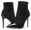 CASTAMERE Women's High Heel Ankle Boots Slip-on Pointed Toe Stretch Boot Stilettos Classic PU-Suede Boots 10CM Heels