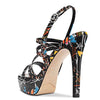Aachcol Women Sandals Platform Peep Open Toe Backstrap Ankle Strap Slingback Stiletto High Heel Dress Shoes Pumps Wedding Patent Multicolor E 5 Inch