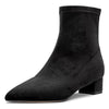 Castamere Women Chunky Block Low Heel Close Pointed Toe Ankle Boots Short Bootie Slip-on Zipper 1.4 Inches Heels Classic Cute Shoes Black