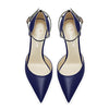 Castamere Women Stiletto High Heel Pointed Toe Pumps Ankle Strap Two-Piece Bow-Knot Wedding Dress 3.3 Inches Heels Navy Blue