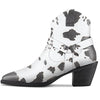 Aachcol Women Ankle Boots Short Bootie Square Toe Low Kitten Chunky Block Heel Western Cowboy Cowgirl Matte Zipper Dress Shoes Multicolor 2.5 Inch