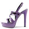 Aachcol Women Sandals Platform Peep Open Toe Backstrap Ankle Strap Slingback Stiletto High Heel Dress Shoes Pumps Wedding Patent Purple 5 Inch 8 US