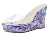 NobleOnly Womens High Heels Platform Wedge Sandals Clear Transparent Comfortable Slippers Leather Lining Slip-on Office Shoes 10CM Heel