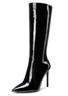 CASTAMERE Womens Knee High Boots High Heels Elegant Pointy Toe Stilettos Boot with Zipper 10CM Heel