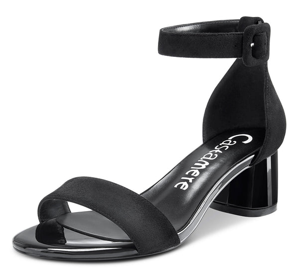 CASTAMERE Womens Chunky Block Heel Sandals Ankle Strap Open Toe Buckle 5CM Heels Sandal