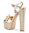 Castamere Womens High Heel Platform Sandals Slingback Ankle Strap Bow-Knot Sandal Chunky Heel 5.9 Inches
