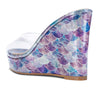 NobleOnly Womens High Heels Platform Wedge Sandals Clear Transparent Comfortable Slippers Leather Lining Slip-on Office Shoes 10CM Heel
