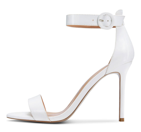 CASTAMERE Womens High Heels Sandals Buckle Ankle Strap Open Toe Basic 10CM Stilettos Sandal