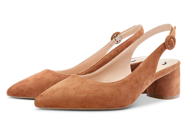 CASTAMERE Womens Chunky Block Heels Slingback Pumps Slip-on Pointy Toe 5CM Heel Sandals