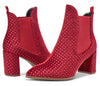 CASTAMERE Women's Chunky Block Heels Chelsea Boots Mid Heel Ankle Slip-on Pointed Toe Stretch Bootie 10CM Boot