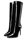 CASTAMERE Womens Knee High Boots High Heels Elegant Pointy Toe Stilettos Boot with Zipper 10CM Heel