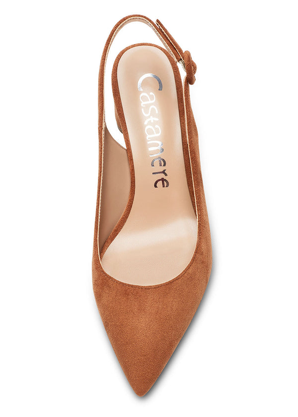 CASTAMERE Womens Chunky Block Heels Slingback Pumps Slip-on Pointy Toe 5CM Heel Sandals