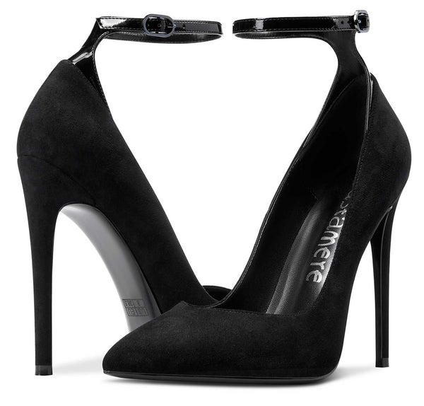 CASTAMERE Womens Sexy Ankle Strap High Heels Pumps Elegant Pointy Toe Stilettos 12CM Heel Shoes