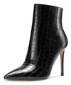 CASTAMERE Womens High Heel Ankle Boots Pointed Toe Slip-on Buckle Stiletto Boot 10CM Heels