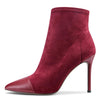 CASTAMERE Women's High Heel Ankle Boots Slip-on Pointed Toe Stretch Boot Stilettos Classic PU-Suede Boots 10CM Heels
