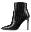 CASTAMERE Womens High Heel Ankle Boots Pointed Toe Slip-on Buckle Stiletto Boot 10CM Heels