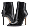 CASTAMERE Womens High Heel Ankle Boots Pointed Toe Slip-on Buckle Stiletto Boot 10CM Heels