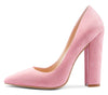 CASTAMERE Womens Sky High Block Heels Pumps Pointed Toe Slip-on 4.7 Inch Heels Suede Shoes