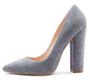 CASTAMERE Womens Sky High Block Heels Pumps Pointed Toe Slip-on 4.7 Inch Heels Suede Shoes